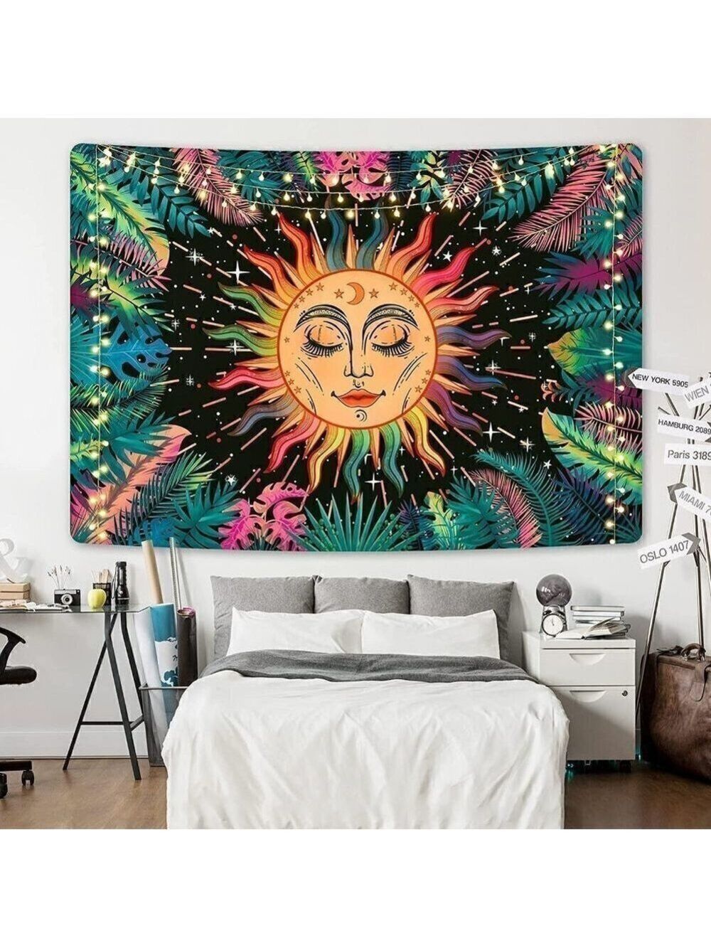 Psychedelic Sun Stars Garden Flower Tapestry Mandala Living Room Bedroom Dorm